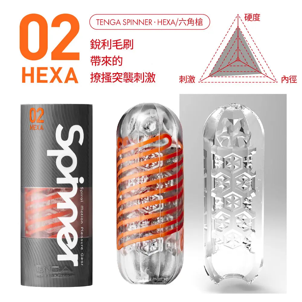 TENGA • ㊚ 【02 HEXA 六角槍】TENGA SPINNER 迴旋杯 飛機杯 | 銳利毛刷，撩搔突襲刺激！