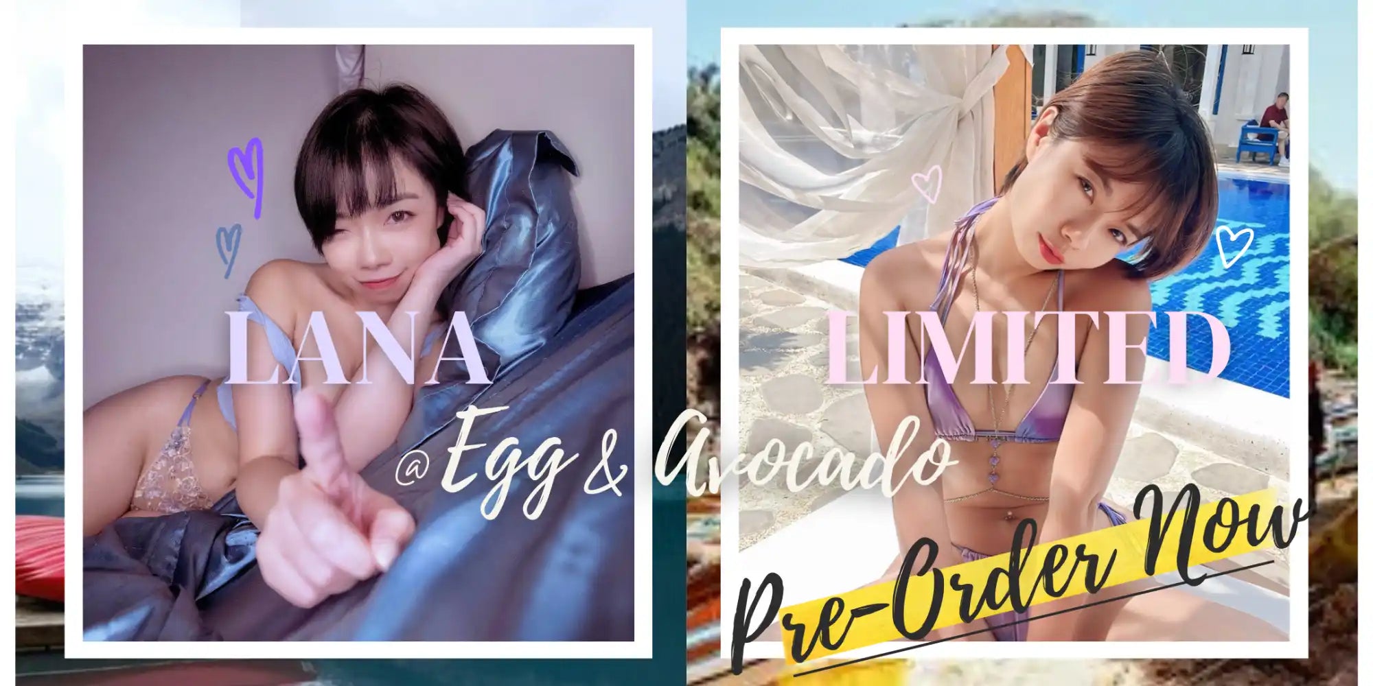 Two promotional images of a woman.